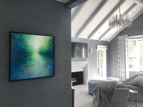 To the Light - landscape painting installed in the entry to a bedroom | Paintings by Victoria Veedell