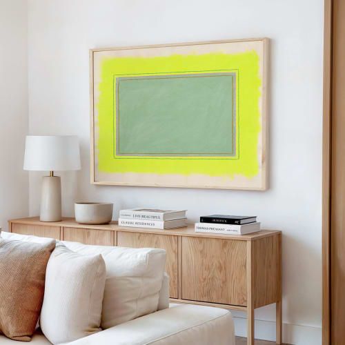 Sage Green and Neon Modern Abstract Art Print