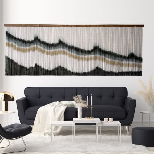 Large Wall Art -Zorke XXV- Fiber Art - White & Black | Wall Hangings by Olivia Fiber Art