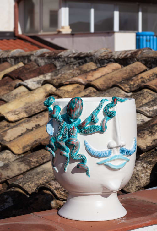 Salvo seller of octopus | Vases & Vessels by Patrizia Italiano