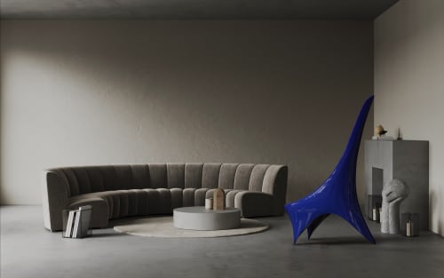 "Nyx" Contemporary lounge chair in blue lacquered  fiberglas | Chairs by Carcino Design