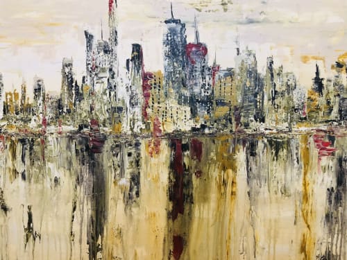 Fall City Scape | Oil And Acrylic Painting in Paintings by Lori Burke
