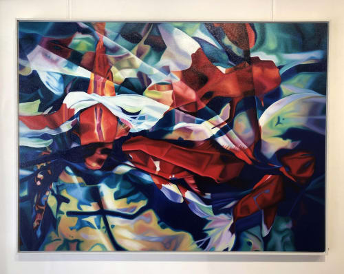 "Gliding through the Folds" & "Kaleidoscopic Kyoto: Origami Aka Maiko" | Oil And Acrylic Painting in Paintings by Shan Richards | InterContinental Sydney Double Bay in Double Bay