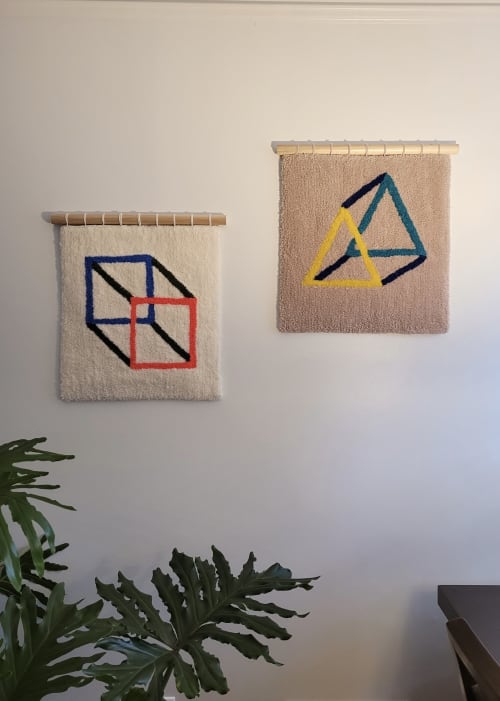 Hand tufted Open cube wall hanging | Wall Hangings by Good to Know You