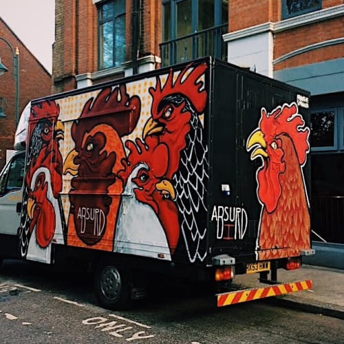 Absurd Bird Van | Street Murals by Frankie Strand | Absurd Bird Spitalfields in London