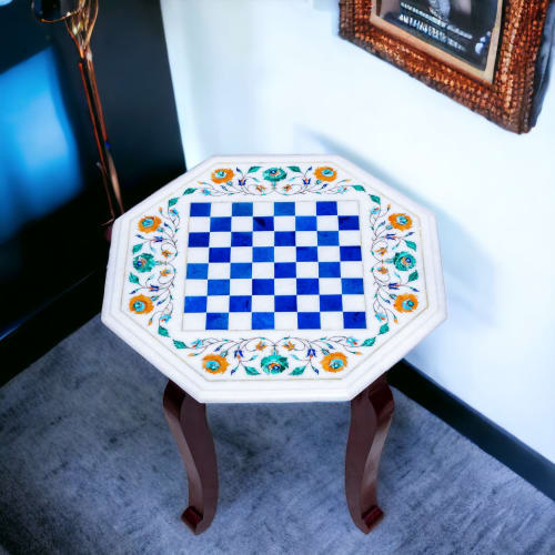 Marble chess table for gift, Handmade chess table, tabletop | Side Table in Tables by Innovative Home Decors