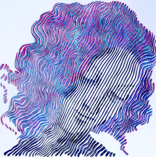 Head od Leda tribute to leanard de vinci | Mixed Media in Paintings by Virginie SCHROEDER