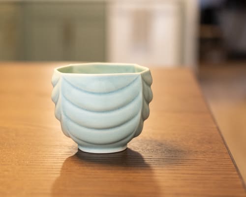 Deco Yunomi with Jade Glaze | Cups by M.L. Pots