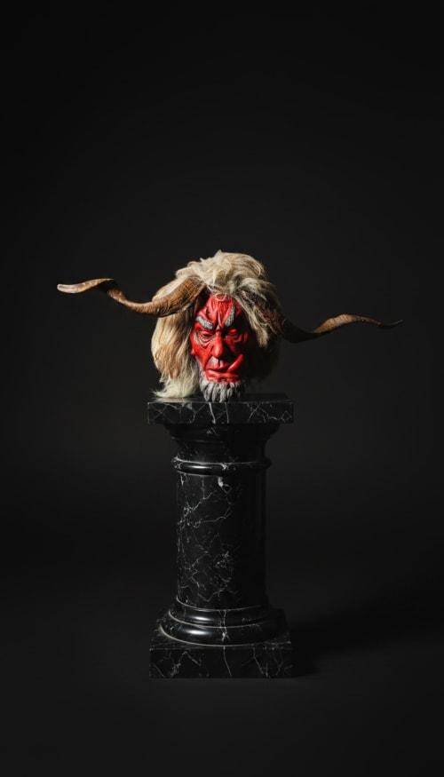 Hand-Carved Mythological Mask with Natural Texture | Decorative Objects by Holzkunst Samuel Meisinger