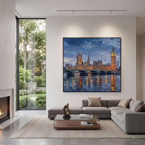 London Big Ben Thames Impasto Oil Painting Fine Art II | Paintings by Dynasty Artisan