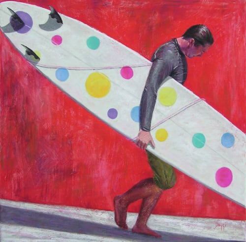 Painting of surfer | Paintings by Daggi Wallace