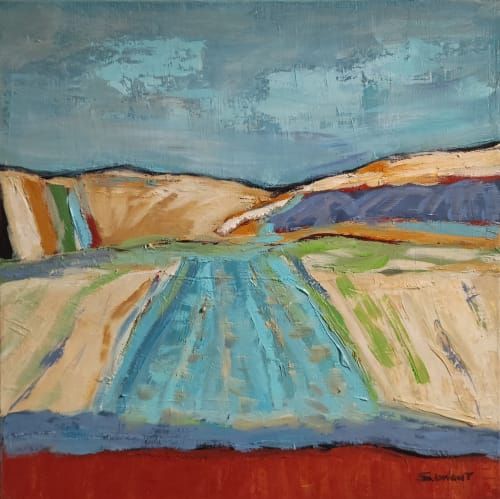 Blue landscape | Oil And Acrylic Painting in Paintings by Sophie DUMONT.