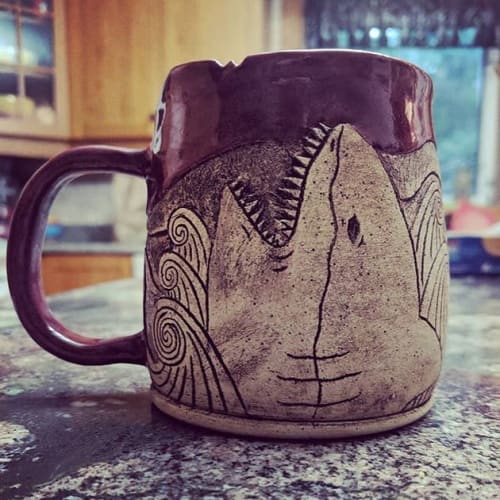 Shark bite mug | Cups by Smiley Seahorse Ceramics