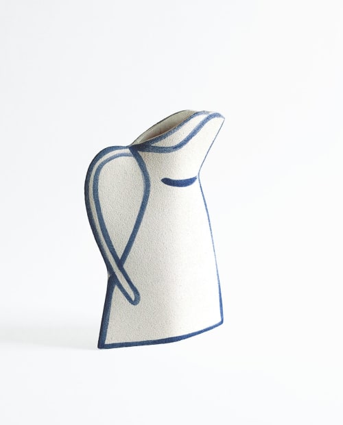 Ceramic Vase ‘Morandi Pitcher - Blue’ | Vases & Vessels by INI CERAMIQUE