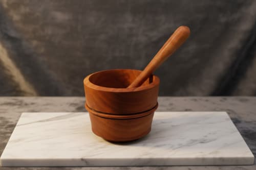 Cherrywood Honey Jar with Gold Accents – Hand‑Turned | Cups by Holzkunst Samuel Meisinger