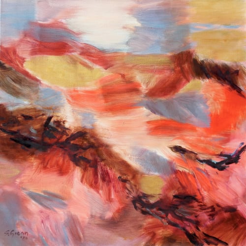 Square Canvas Abstract Landscape Oil and Acrylic | Paintings by Simona Gocan