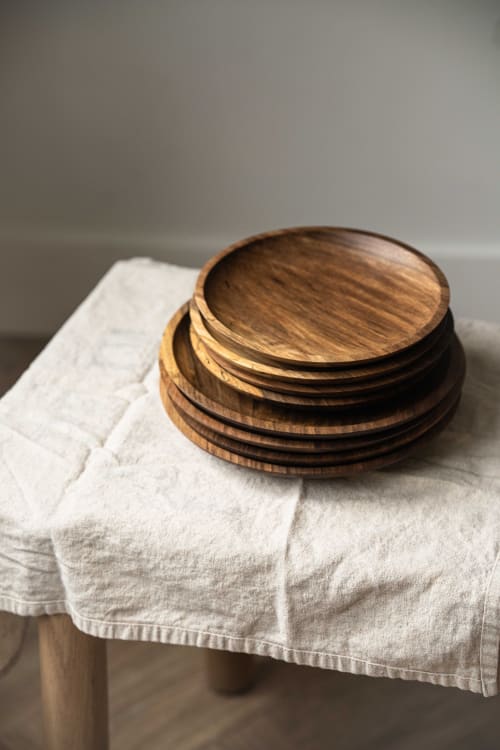 Hand Carved Walnut Wood Plate | Dinnerware by Creating Comfort Lab