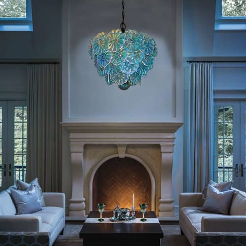 Turquoise Rondel Chandelier | Chandeliers by Rick Strini