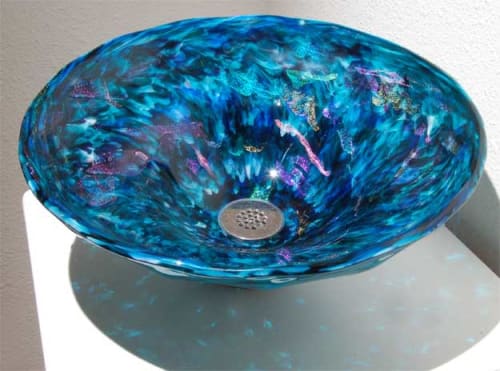 "Spiritual Faith" ~ Blown Glass Sink | Water Fixtures by White Elk's Visions in Glass - Glass Artisan, Marty White Elk Holmes & COO, Jo Pierce