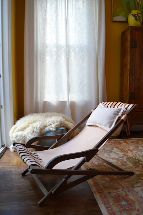 Vintage Teak Sling Chair with Vegetable-Tanned Leather | Accent Chair in Chairs by Grange Home