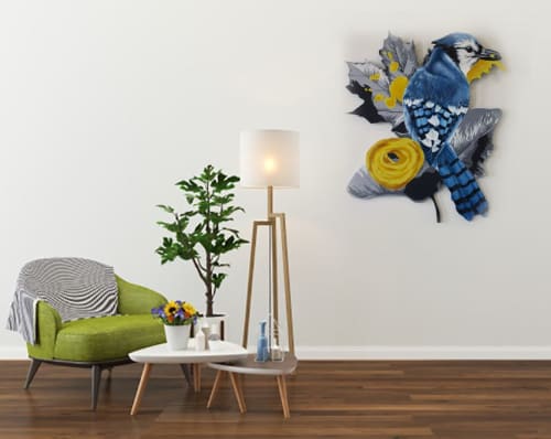Blue Jay Cut Out Wall Piece | Wall Sculpture in Wall Hangings by Sophy Tuttle