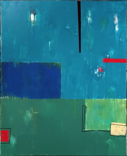 Green and blue composition | Paintings by Luis Medina