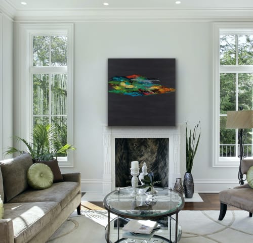 Gray Rose Abstract Painting | Mixed Media by Elyse Martin Large Abstract Paintings