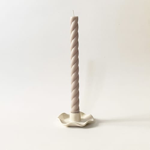 Handmade Ceramic Wavy Ruffle Cottagecore Taper Candle Holder | Decorative Objects by Sunday Studio