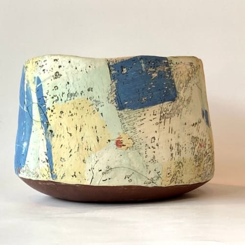 Handmade Hand-Painted Monoprint Decorative Bowl | Decorative Objects by cursive m ceramics