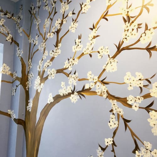 Damson Blossom Tree | Murals by Joanna Perry Mural Artist UK | River View Primary and Nursery School in Burton-on-Trent
