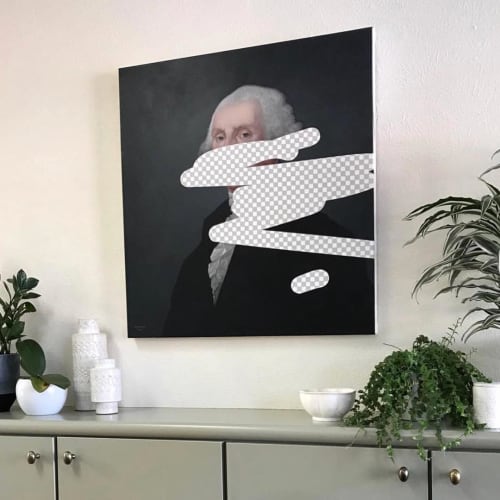 George Washington (Erasure No. 1) | Paintings by Shawn Huckins