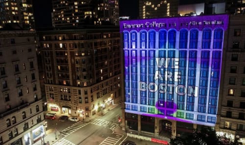 One Emerson: Virtual Commencement, Projection Installation | Public Art by Allison Tanenhaus | Emerson College Little Building in Boston