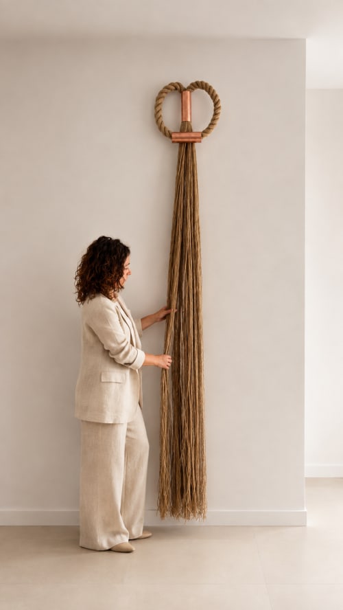 Jute & Copper Wall Sculpture | Wall Hangings by Olivia Fiber Art