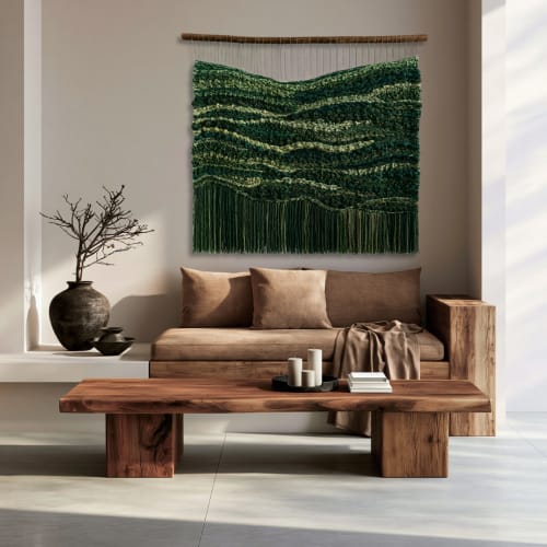 Woven Tapestry "Green Harmony" | Wall Hangings by Tissage Sauvage