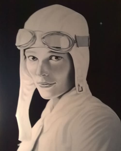 Amelia Earhart | Paintings by Juan Casas | Villa Royale in Palm Springs