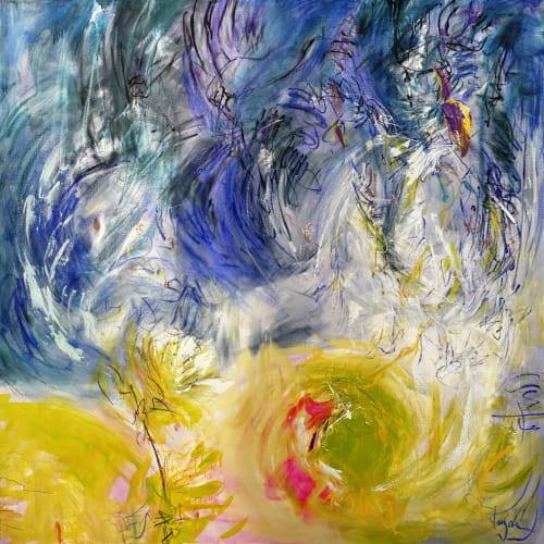 Joind We Light the Night, 72" x 72" Oil Painting | Oil And Acrylic Painting in Paintings by Dorothy Fagan Fine Art: Joy's Garden