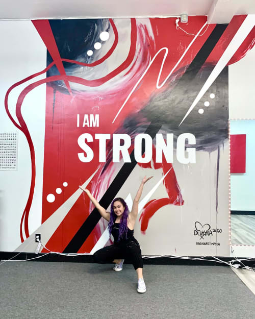 Quote Fitness Mural: I Am Strong | Murals by Devona Stimpson | Ur Fit Solutions in Escondido