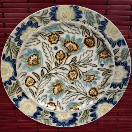 Dinner and Salad Plate | Ceramic Plates by Audry Deal-McEver Pottery | Private Residence, Nashville, Tennessee in Nashville