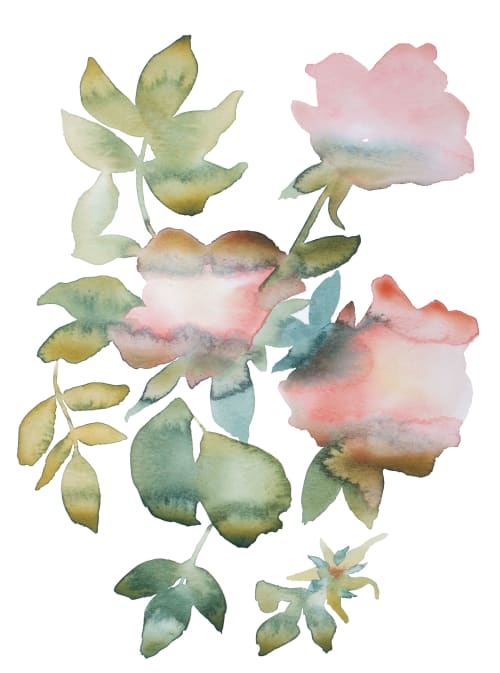 Rose Study No. 82 : Original Watercolor Painting | Paintings by Elizabeth Becker
