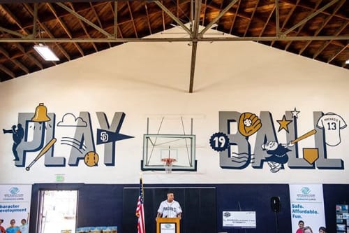 Play Ball, Padres Mural | Murals by Pandr Design Co. | Church Boys & Girls Clubs of Greater San Diego in San Diego