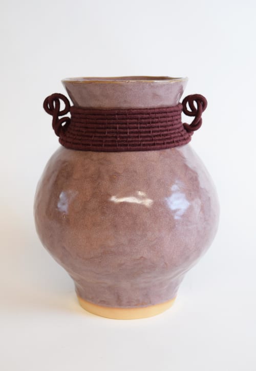 Ceramic Vase #818 with Woven Cotton Details | Vases & Vessels by Karen Gayle Tinney