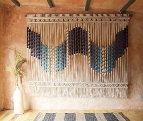 BLUE SWIRLS | Macrame Wall Hanging by Agnes Hansella | Private Residence in Jakarta