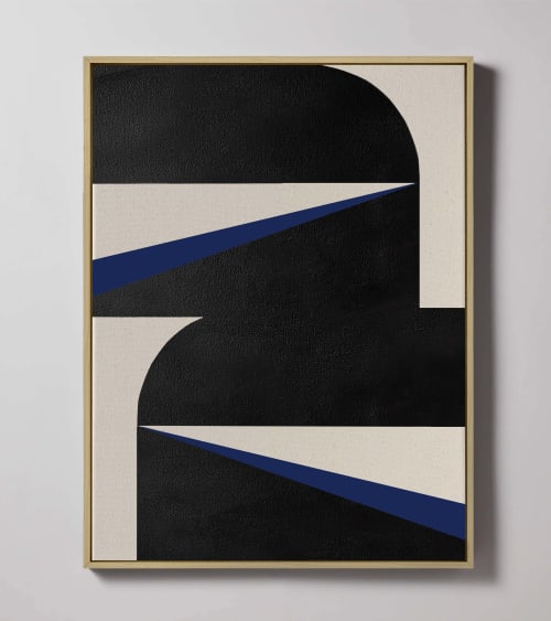 "Blue Graphic No. 1" - Midcentury Modern Painting | Paintings by Nicolette A