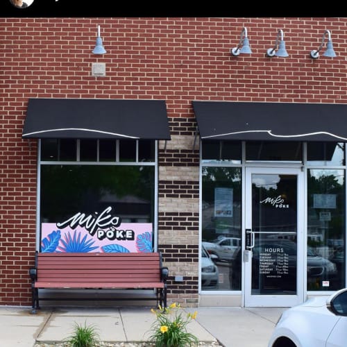 Miko Poke window mural | Murals by Ray Mawst | Miko Poke in Madison