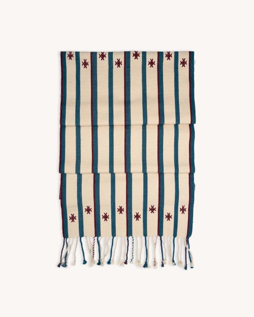 Izamna Stripe Handwoven Table Runner (NAVY) | Linens & Bedding by Routes Interiors