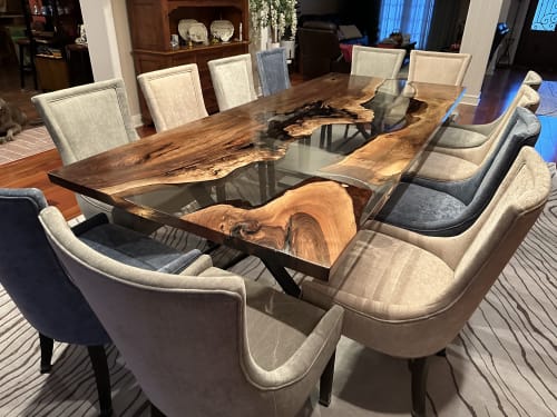 Custom Live Edge Walnut Wood Epoxy Resin Table by Gül Natural Furniture ...