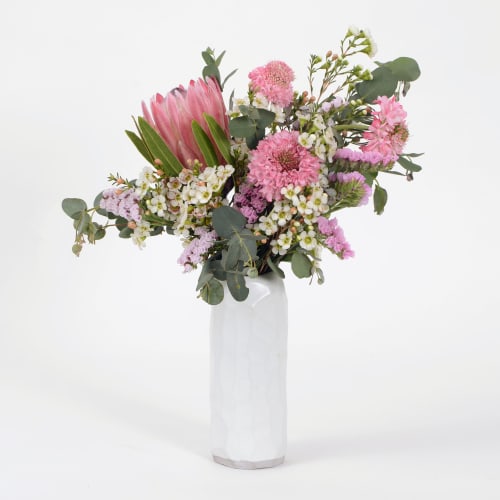 White "Carved Wine Bottle" Vase | Floral Arrangements by Nora Petersen Studio