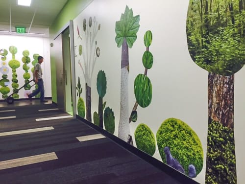 Green Hallway Murals for Patient Area | Murals by KittenChops Illustration | Seattle Children's South Clinic in Federal Way in Federal Way