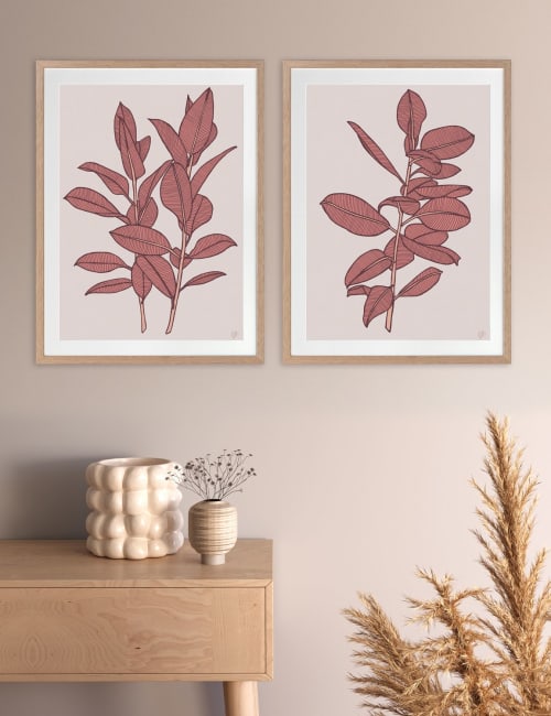 Rubbery Leaf - 1 & 2 - Red - Framed Art | Art & Wall Decor by Patricia Braune