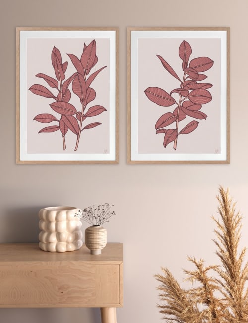 Rubbery Leaf - 1 & 2 - Red - Framed Art | Prints by Patricia Braune
